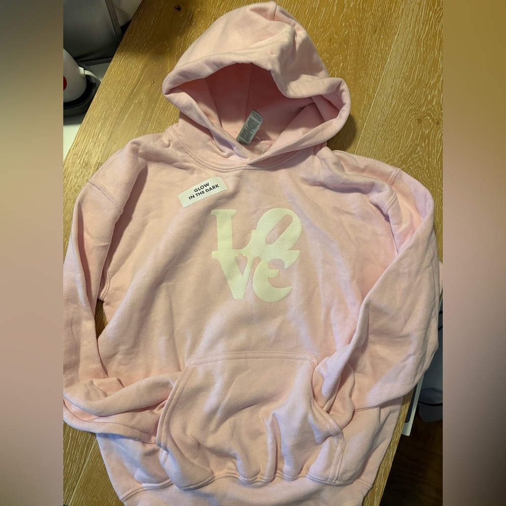 Pink Hoodie with glow Love Graphic